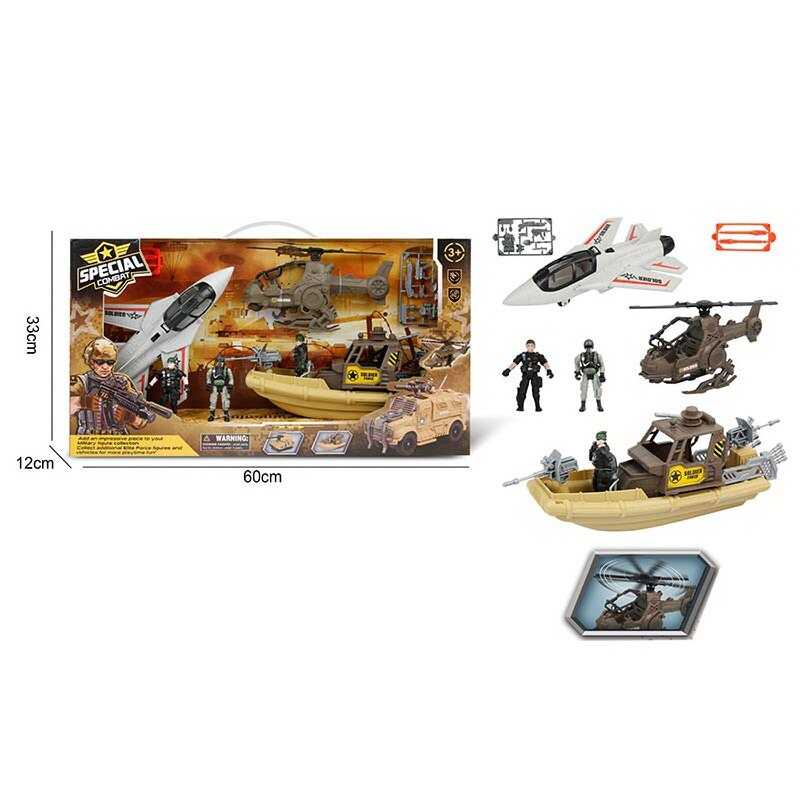 Набір військової техніки G 3109-28 (9) гелікоптер, човен, літак, 2 фігурки військових, зброя, в коробці Набір військової техніки G 3109-28 (9) гелікоптер, човен, літак, 2 фігурки військових, зброя, в коробці
