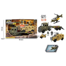 Набір військової техніки G 3109-43 (9) трейлер, гелікоптер, машина, скутер, намет, 2 фігурки військових, аксесуари, в коробці