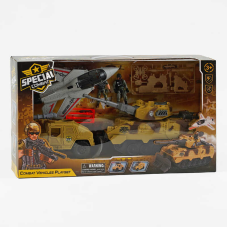 Набір військової техніки G 3109-56 (12) літак, танк, бронеавтомобіль з запускачем снарядів, 2 фігурки військових, рухомі елементи, в коробці