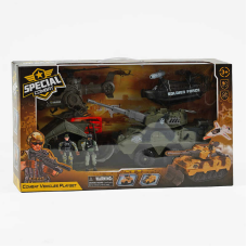 Набір військової техніки G 3109-59 (12)  гелікоптер, танк, моторний човен з запускачем снарядів, 2 фігурки військових, рухомі елементи, в коробці