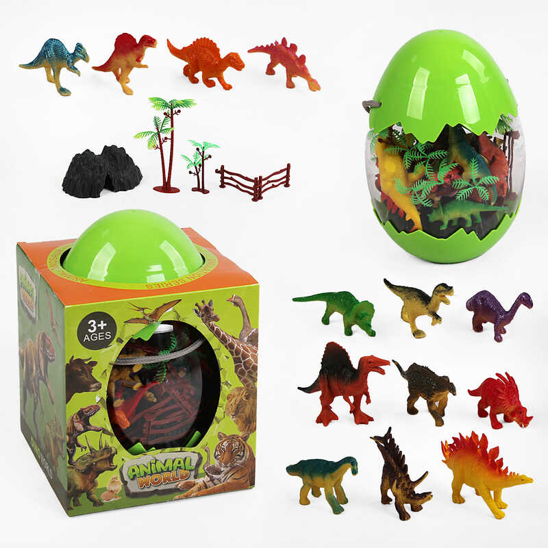 Набір динозаврів 000-046 D (36/2) дерева, гора, паркан, у боксі, в коробці