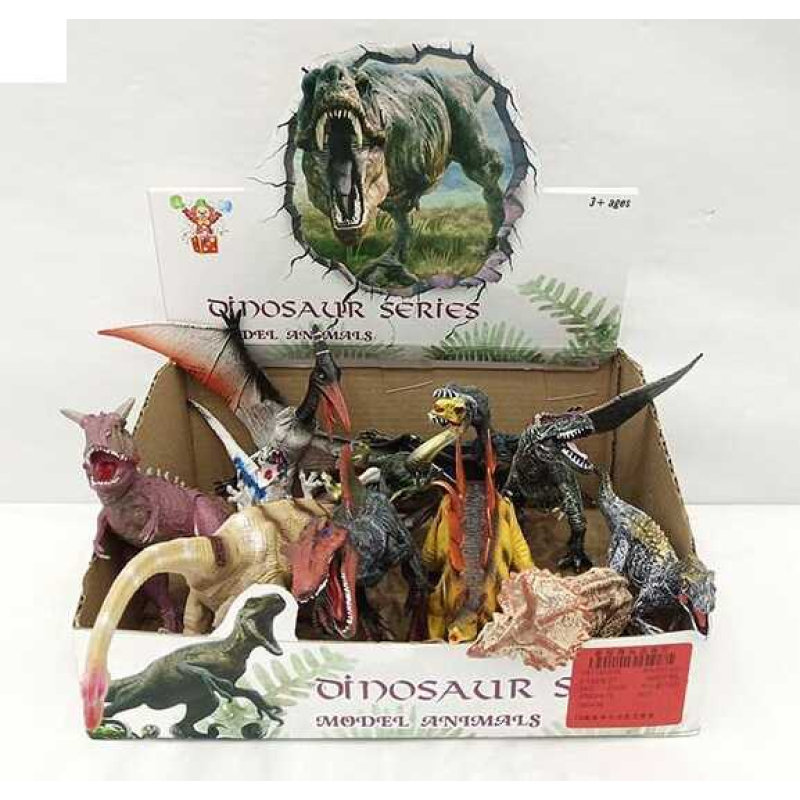 Набір динозаврів RN 731-42 (24/2) ЦІНА ЗА 12 ШТУК В БЛОЦІ, довжина найбільшої фігурки 27 см, в коробці