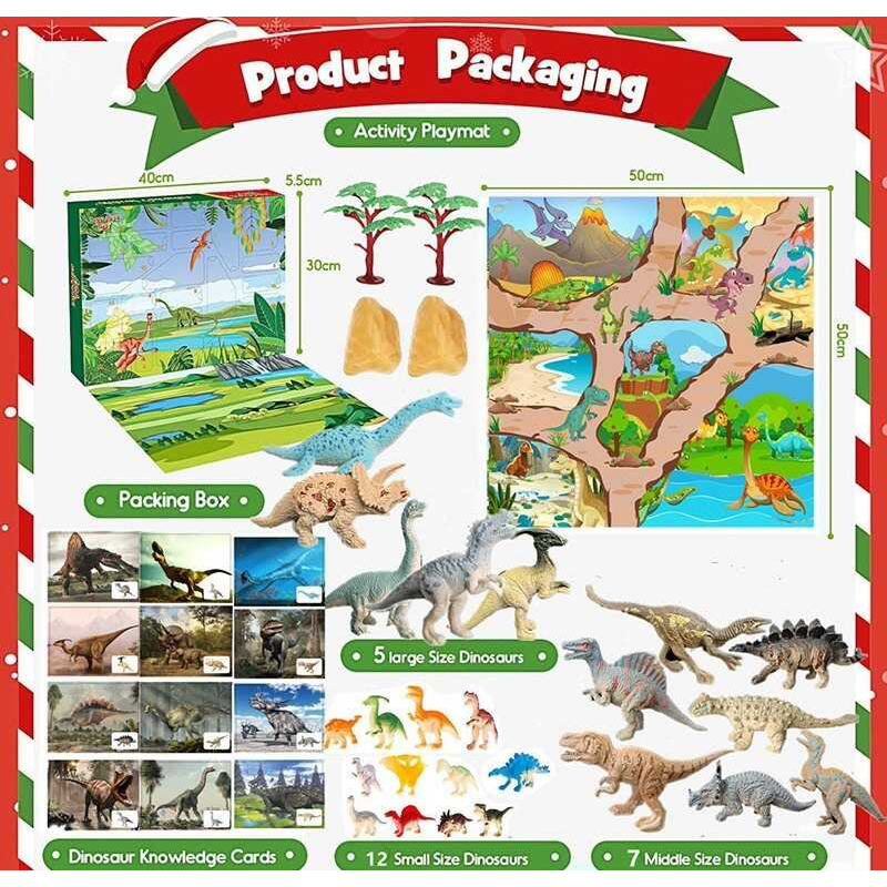 Набір динозаврів WS 26 (20) адвент-календар, фігурки динозаврів, 24 комірки, ігрове поле, в коробці