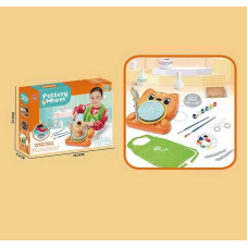 Набір для гончарства XJ 559 (24) електричне коло для гончарства, від мережі, глина, інструменти, фарби, палітра, пензлики, фартух, в коробці