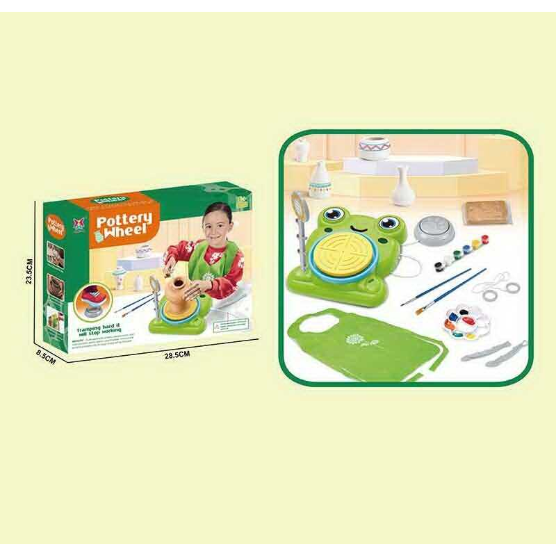 Набір для гончарства XJ 560 (24) електричне коло для гончарства, від мережі, глина, інструменти, фарби, палітра, пензлики, фартух, в коробці