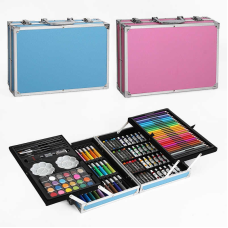 Набір для малювання C 65589 (6) 2 види, фарби, маркери, пастель, олівці, палітра, у валізі