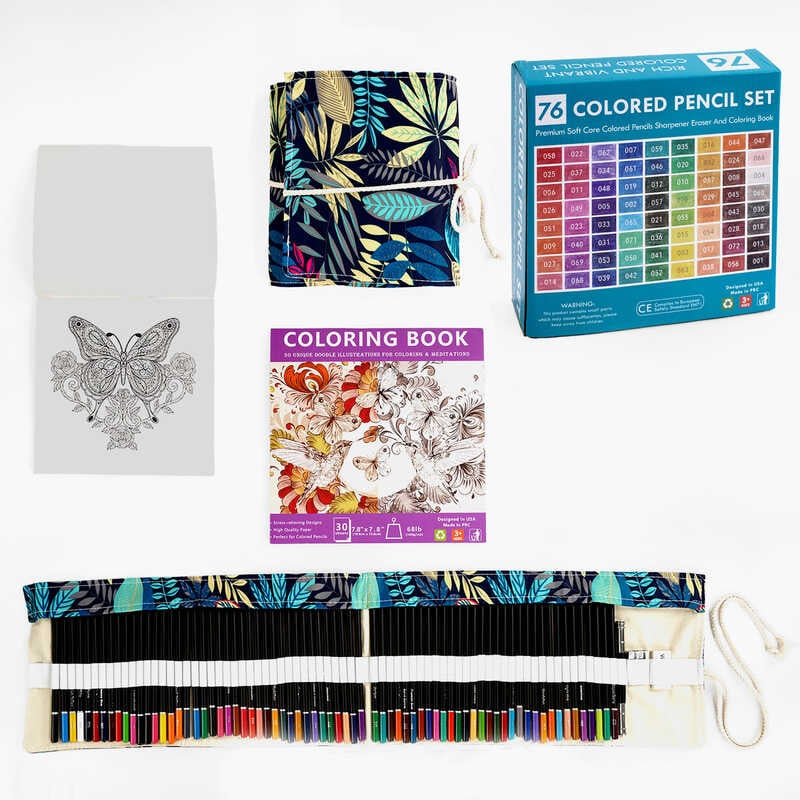 Набір для малювання C 66712 (14) 76 елементи, олівці, стругачки, стирачка, скетчбук, чохол, в коробці