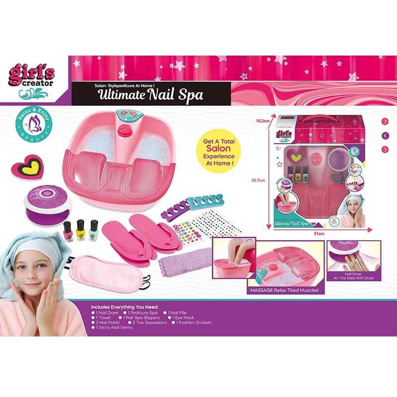 Набір для манікюру та педикюру MBK 529 (8) ванночка для ніг, утворення бульбашок, мелодія, лампа для сушіння лаку, лаки для нігтів, пилочка, одноразові капці, серветка, пов“язка для сну, в коробці