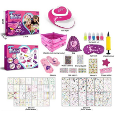 Набір для педікюру 925 A (16) автоматична сушарка, лаки для нігтів, надувна ванночка, мінінасос, водяні кульки, текстильні сумка та маска для очей, пилочка, накладні нігті, в коробці