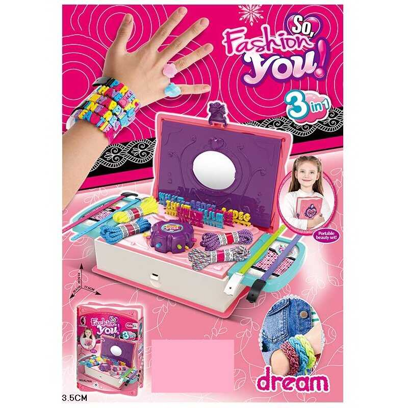 Набір для плетіння KL 7525 / 7525 A (48/2) силіконові основи, станок для плетіння, шнурівка, маркери, міні-дошка, органайзер, в коробці