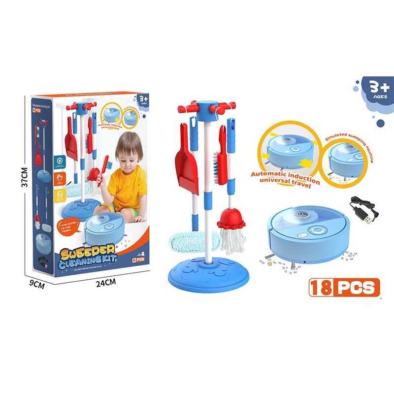 Набір для прибирання 398-8 (24) 20 предметів, пилосос працює від акумулятора 3.7 V, USB-зарядка, швабра, щітка, підставка, в коробці