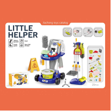 Набір для прибирання 667-66 (8) пилосос на батарейках, візок, відро з віджимом, швабра, мітли, знаки попередження та інші аксесуари, 29 предметів, в коробці