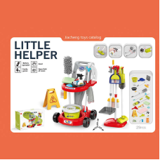 Набір для прибирання 667-67 (8) пилосос на батарейках, візок, відро з віджимом, швабра, мітли, знаки попередження та інші аксесуари, 29 предметів, в коробці