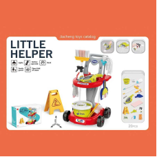 Набір для прибирання 667-69 (12) пилосос на батарейках, світловий датчик,  візок, відро з віджимом, швабра, мітла, щітка, знак попередження, 20 предметів, в коробці