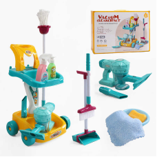 Набір для прибирання 688-9 (12) пилосос на батарейках, мило, щітка, пляшечки для миючих засобів, візок, в коробці