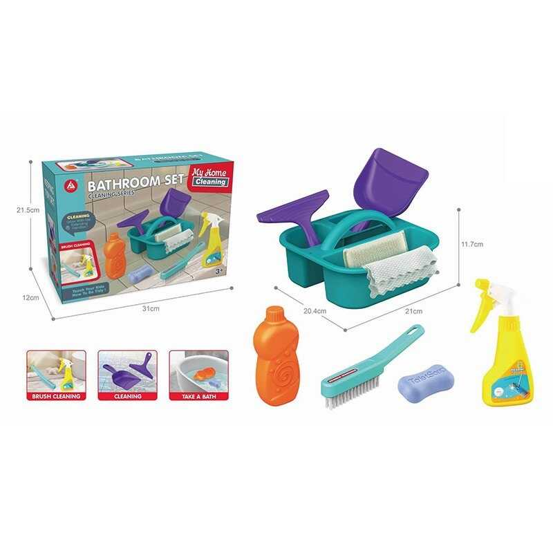 Набір для прибирання HJ 617 (36/2) лопатка, шкребок, щітка, губка, розпилювач, пляшечка для мийного засобу та мило, в коробці