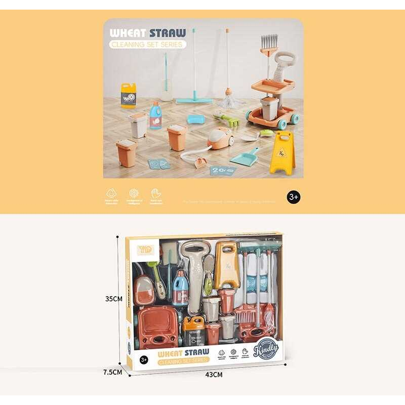 Набір для прибирання YY 210 (36) швабра, мило, пилосос, знак попередження, відро, віник, пляшечки миючих засобів, в коробці