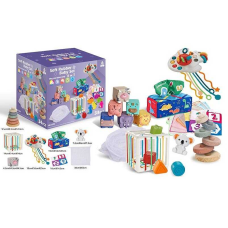 Набір для розвитку 1298 (18)  куб з еластичною решіткою, сенсорні кубики, пірамідка, пальчикові ігри, геометричні фігури, в коробці