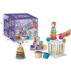 Набір для розвитку 1359 (18) 26 елементів, кубики, 2 пірамідки, куб-сортер, гра із намистинами, в коробці