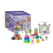 Набір для розвитку 1362 (18) пальчиковий театр, пірамідка, пірамідка з чашечок, кубики, куб із формами, ігри із намистинами, в коробці