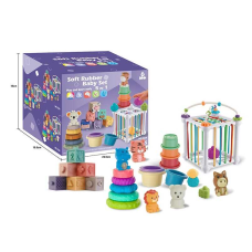 Набір для розвитку 1364 (18) пальчиковий театр, пірамідка, пірамідка з чашечок, кубики, куб із формами, ігри із намистинами, в коробці