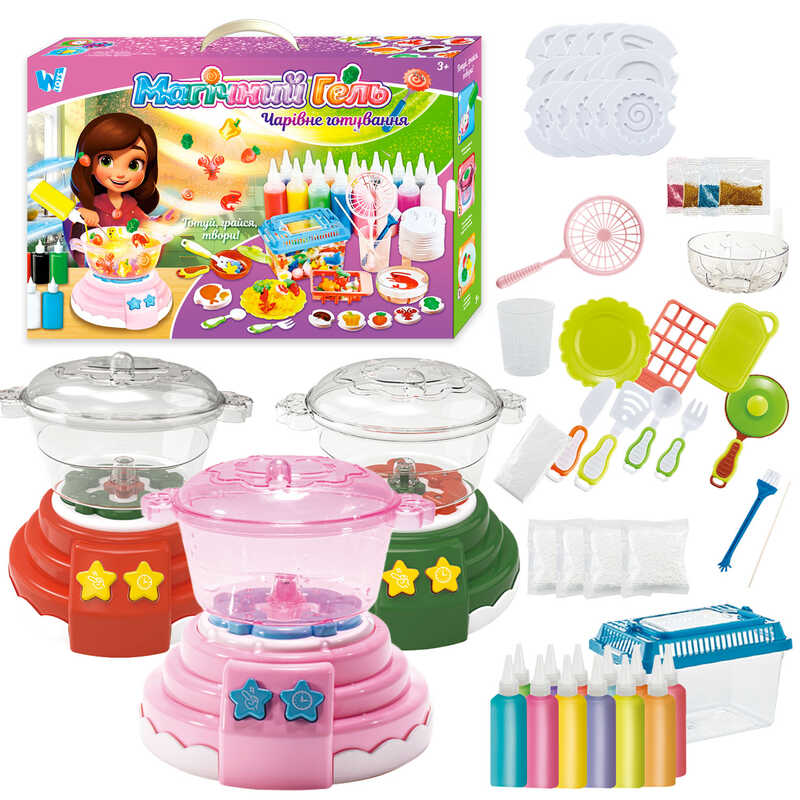 Набір для творчості “Магічний гель“ 44804 (16) “WToys“, аквагель, мультиварка, звук, підсвічування, форми, 12 гелів, кухонне приладдя, в коробці