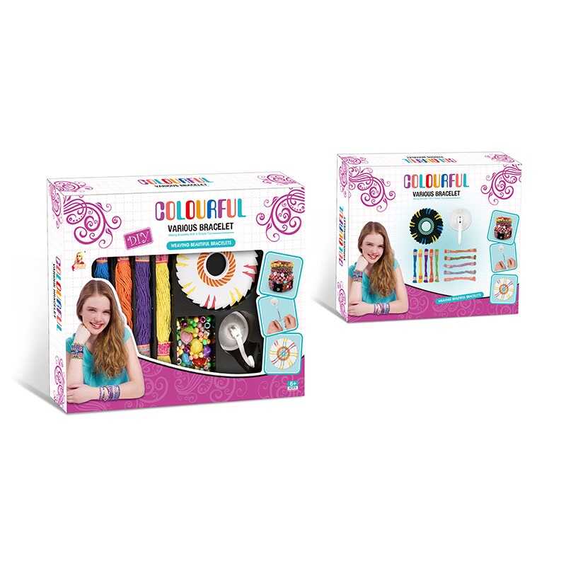 Набір для творчості 338-1008 (60/2) 2 станки для плетіння, 5 кольорів ниток, бусини, в коробці