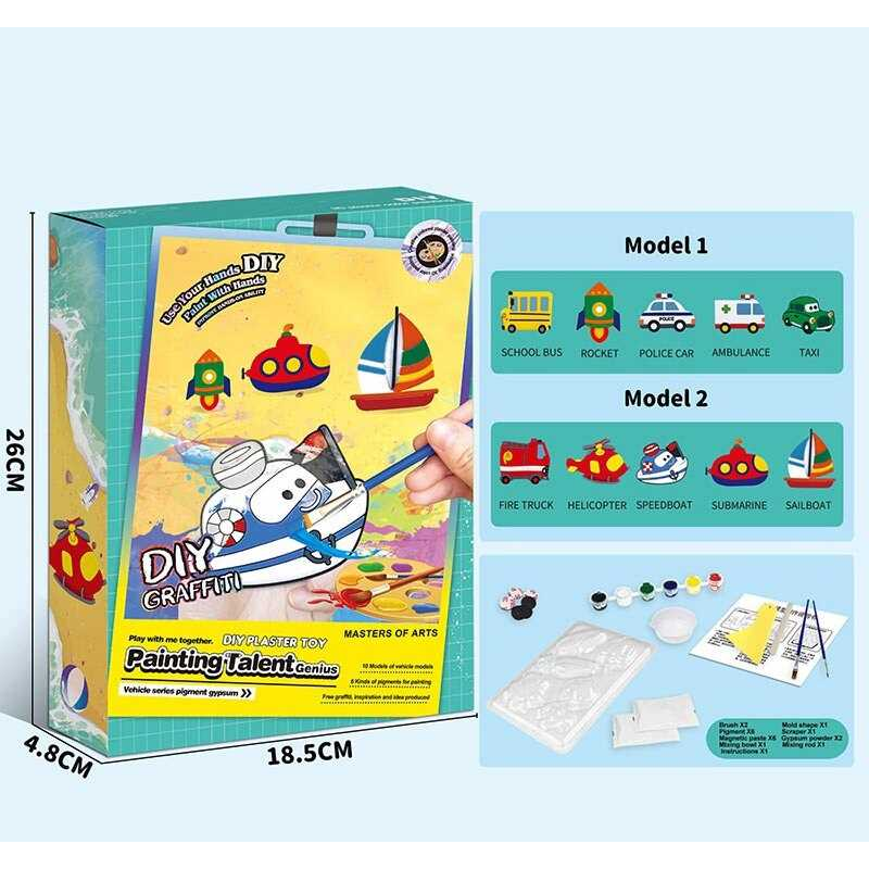 Набір для творчості ZY 106 (60) гіпсові магніти, форми, фарби, пензлі, інструменти, гіпс, в коробці