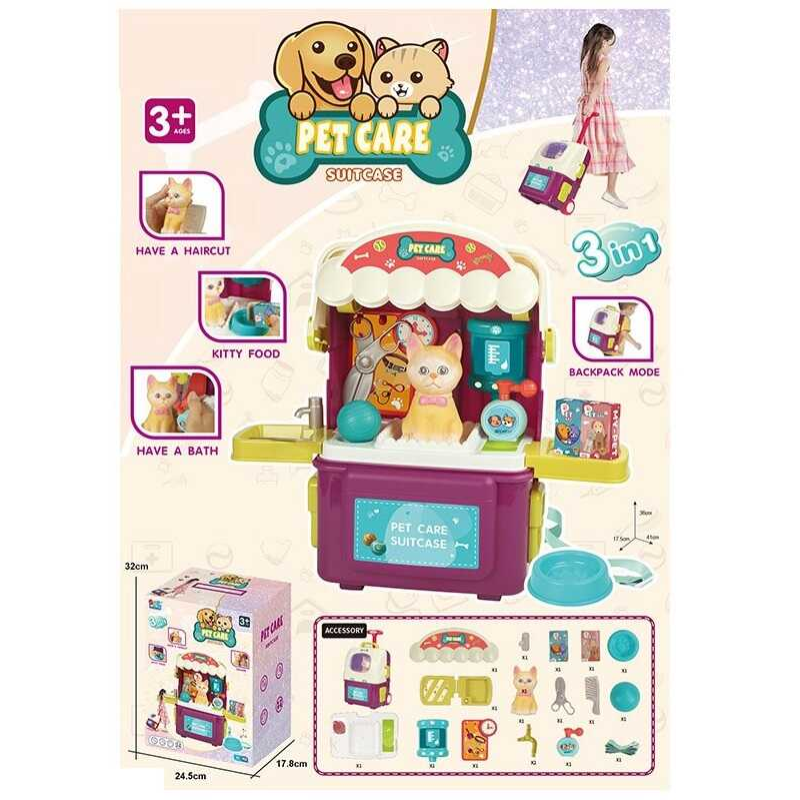 Набір з тваринами 16884 D (12) “Кошеня”, 17 ігрових елементів, валіза з колесами, в коробці