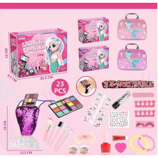 Набір косметики 40012 (60/2) 2 види, тіні, помада, лак для нігтів, накладні вії, накладні нігті, 3 браслети, заколка, сумочка, валіза-органайзер, в коробці