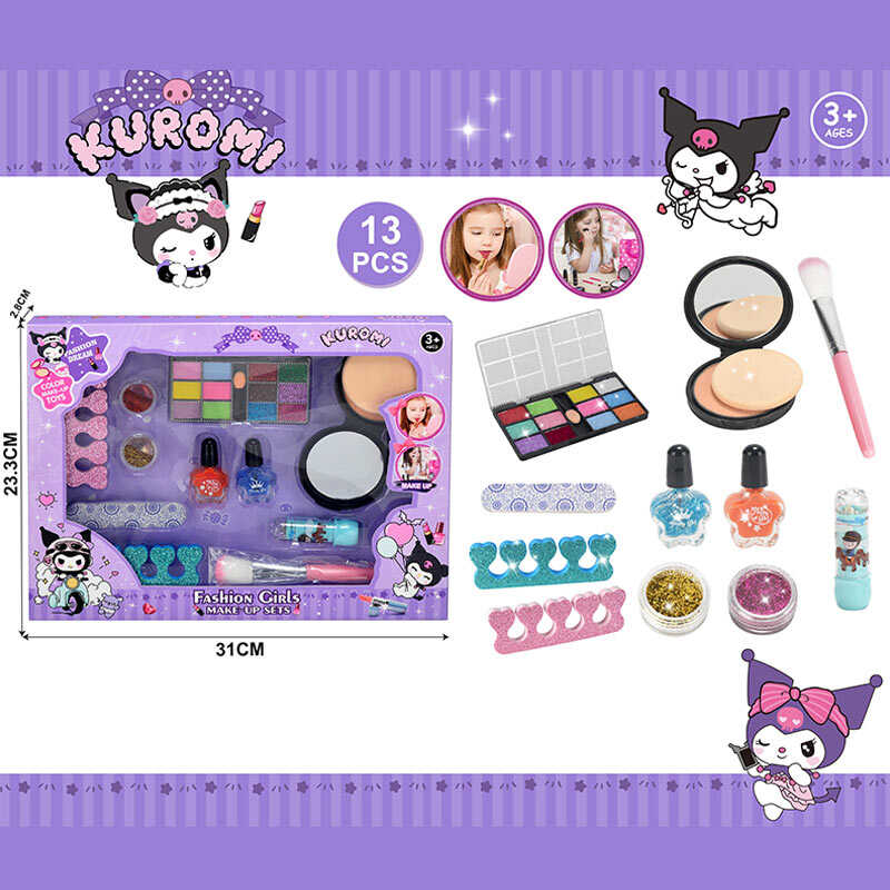 Набір косметики 765-4 C (144/2) тіні, аксесуари для манікюру, лак, пудра, пензлик, блискітки, бальзам, в коробці