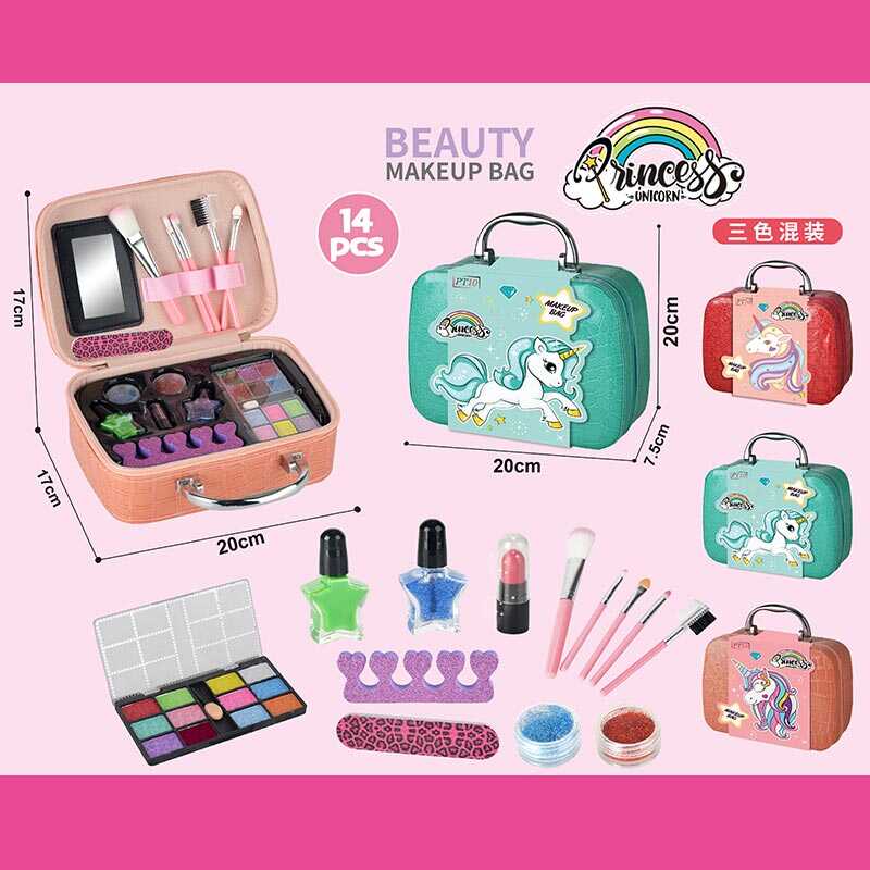 Набір косметики 768-50 (60/2) палітра тіней, блискітки, лак для нігтів, помада, пензлики, у валізі, ВИДАЄТЬСЯ ТІЛЬКИ МІКС ВИДІВ