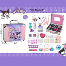 Набір косметики 768-73 C (48/2) тіні, лаки, аксесуари для манікюру, пензлики, блискітки, помада, наліпки, накладні нігті, пудра, блиск для губ, парфуми, глітер, у валізі