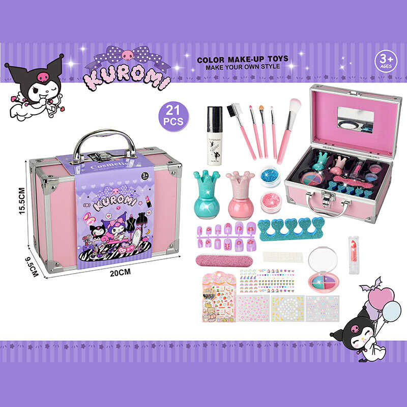 Набір косметики 768-77 C (60/2)  тіні, блискітки, помада, аксесуари для манікюру, пензлики для макіяжу, у валізі