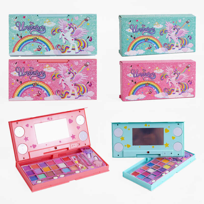 Набір косметики AA 2813-1 (144/2) 2 види, дзеркало з підсвічуванням, помада, лак для нігтів, тіні, аплікатори, в коробці