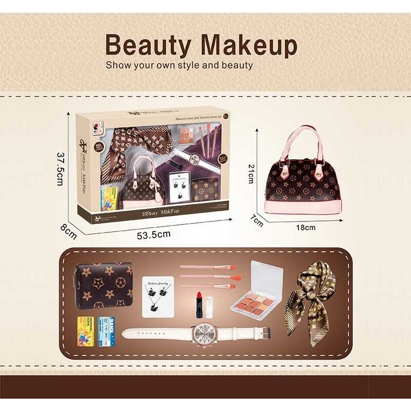 Набір косметики S 1 (24) губна помада, тіні для повік,пензлики для макіяжу, прикраси, годинник, шарф, гаманець, сумочка в коробці