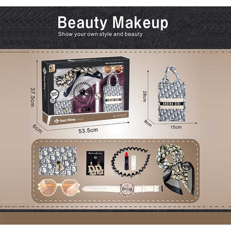 Набір косметики S 3 (24) сумка, окуляри, хустинка, гаманець, годинник, обруч для волосся, помада, сережки, в коробці