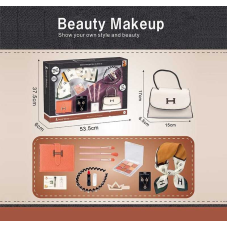 Набір косметики S 5 (24) губна помада, тіні для повік, пензлики для макіяжу, прикраси, шарф, шпилька та обруч для волосся,  гаманець, пробник парфумів, сумочка, в коробці