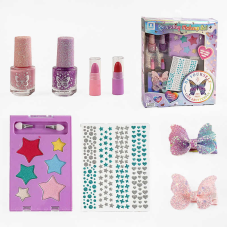 Набір косметики ZR 38 B (96/2) тіні для повік, лаки для нігтів, помади, заколки з бантиками, наліпки, в коробці