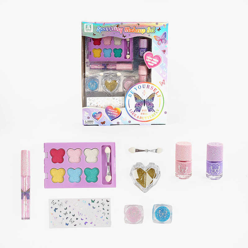 Набір косметики ZR 38 D (96/2) тіні, 2 лаки для нігтів, блиски для губ, наліпки, в коробці