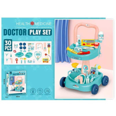 Набір лікаря 2219 (12) 30 деталей, на колесах, стетоскоп, крапельниця, шприц, пульсоксиметр, молоточок, в коробці