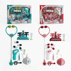 Набір лікаря 392-9 (48/2) 2 кольори, 10 ігрових елементів, стетоскоп, ваги, маска, пігулки, в коробці