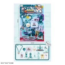 Набір лікаря 502-168 (96/2) стетоскоп, операційне приладдя, зуби, мікроскоп і тонометр, на листі
