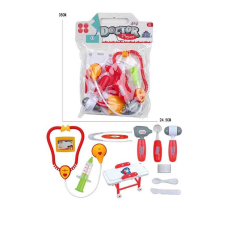 Набір лікаря 5507-6 (120/2) кушетка, стетоскоп, шприц, отоскоп, щипці, пластир, ніж, ложка, бейдж, в пакеті