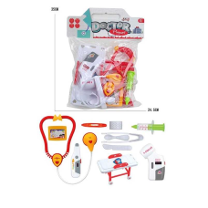 Набір лікаря 5507-7 (120/2) кушетка, стетоскоп, шприц, щипці, пластир, термометр, пульсометр, ніж, ложка, бейдж, в пакеті