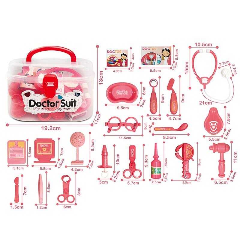 Набір лікаря 8807 A-1 (72/2) стетоскоп, окуляри, молоточок, шприц, термометр, ліхтарик, скальпель, щипці, ножиці, пінцет, аксесуари, в боксі