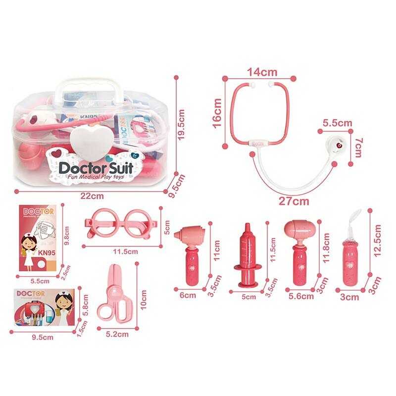 Набір лікаря 8807 A-16 (48/2) стетоскоп, окуляри, шприц, ліхтарик, ножиці, аксесуари, в боксі