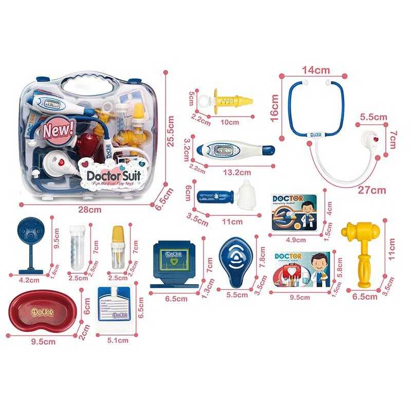 Набір лікаря 8807-10 (36/2) ШТРИХ=03192 стетоскоп, інструменти, муляжі упаковок з ліками, бейджик пацієнта, у валізі