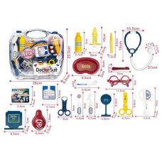 Набір лікаря 8807-9 (36/2) стетоскоп, медичне приладдя, муляжі ліків, окуляри, у валізі