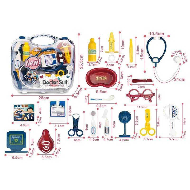 Набір лікаря 8807-9 (36/2) стетоскоп, медичне приладдя, муляжі ліків, окуляри, у валізі